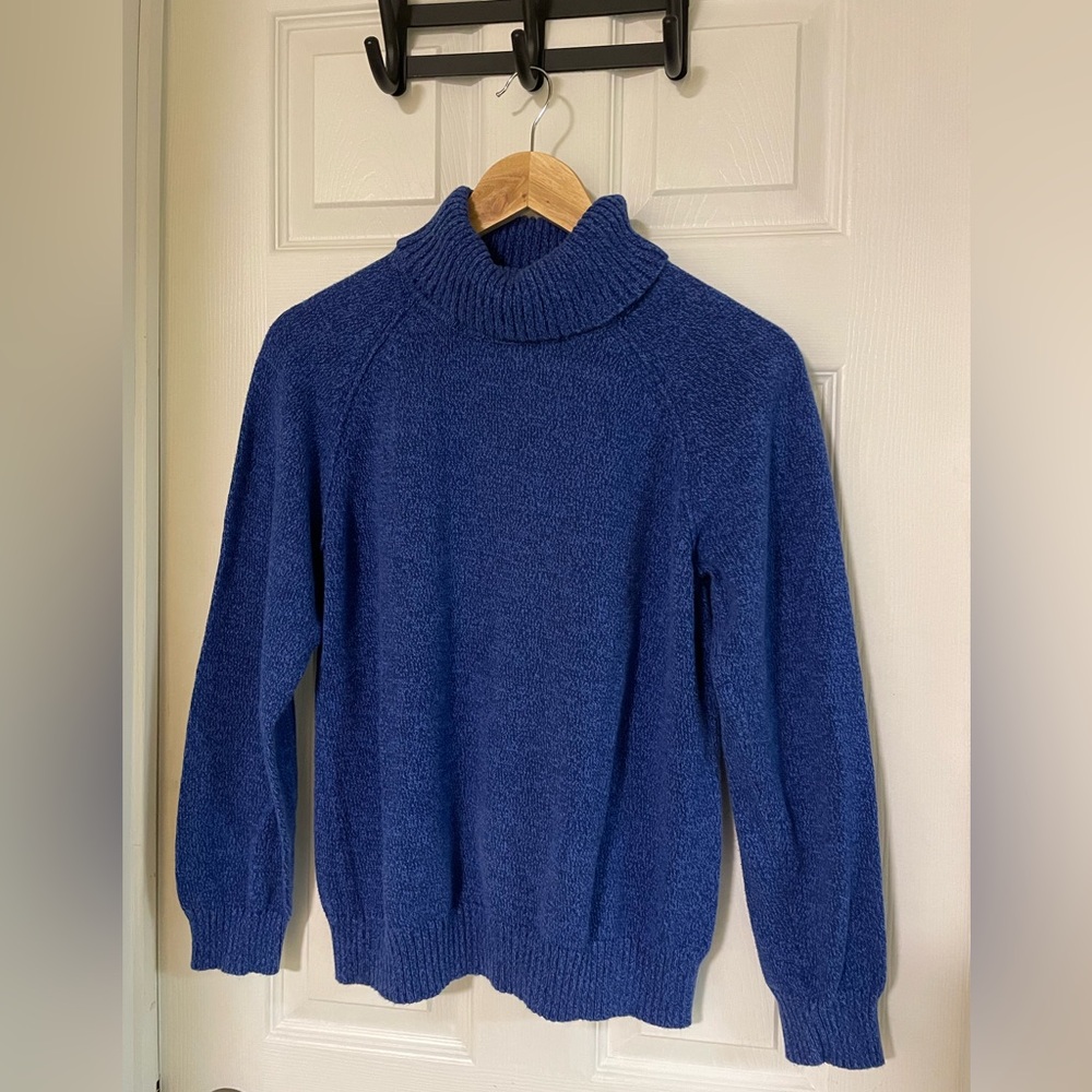 Karen Scott Blue Knit Turtleneck Sweater